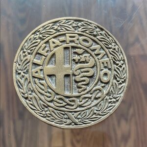 Vintage Alfa Romeo Brass Belt Buckle – Classic Automotive Emblem